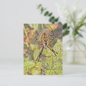 Schwarz-Gelb-Garten-Spider Wasserfarben-Malerei Postkarte (Stehend Vorderseite)