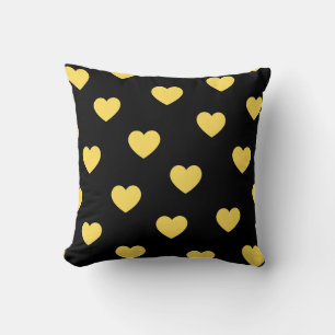Schwarz Gelb Gemütlich Modern Romantisch Chic Herz Kissen