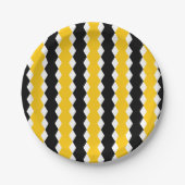 Schwarz/Gelb Geometrie: Funky Modernes Muster Pappteller (Vorderseite)