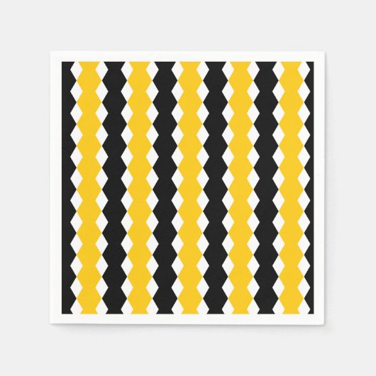 Schwarz/Gelb Geometrie: Funky Modernes Muster Serviette (Vorderseite)