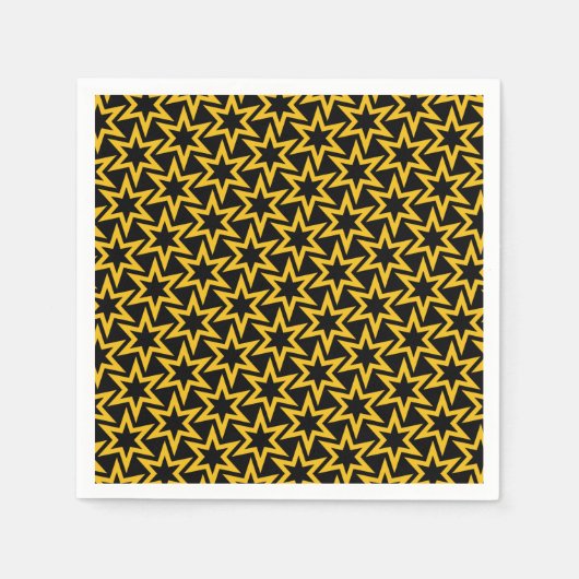Schwarz-Gelb-Geometrie-Star Nahtloses Muster Serviette (Vorderseite)