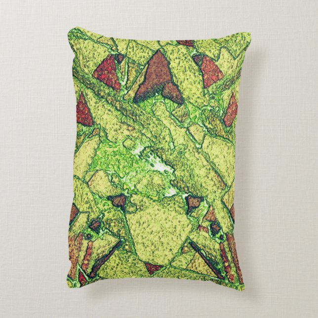 Schwarz-gelb gestrichene vulkanische Steinkonstruk Dekokissen (Rückseite(Vertikal))