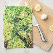 Schwarz-gelb gestrichene vulkanische Steinkonstruk Geschirrtuch (Viertel Falte)