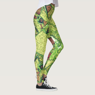 Schwarz-gelb gestrichene vulkanische Steinkonstruk Leggings