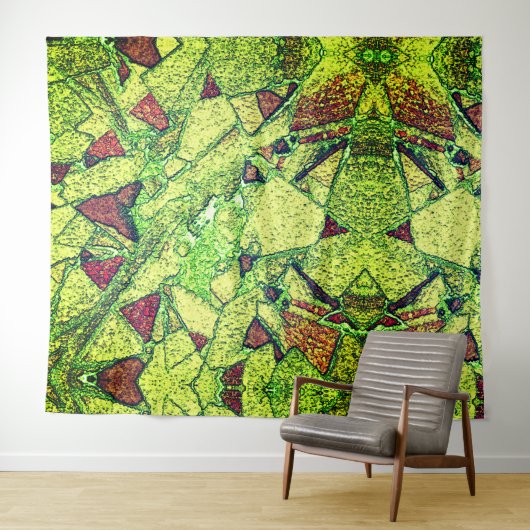 Schwarz-gelb gestrichene vulkanische Steinkonstruk Wandteppich (Beispiel (Horizontal))