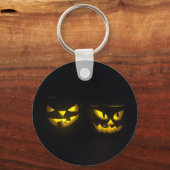 Schwarz-gelb-glänzende Kürbisgesicht Schlüsselanhänger (Vorderseite)