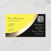 Schwarz-Gelb-Gold-Dekoration mit Logo und QR-Code Visitenkarte (Rückseite)