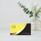 Schwarz-Gelb-Gold-Dekoration mit Logo und QR-Code Visitenkarte (Stehend Vorderseite)