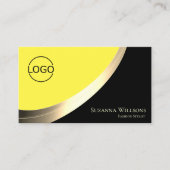 Schwarz-Gelb-Gold-Dekoration mit Logo und QR-Code Visitenkarte (Vorderseite)