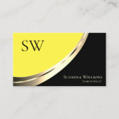 Schwarz-Gelb-Gold-Dekoration mit Monogram modern Visitenkarte (Vorderseite)