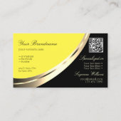 Schwarz-Gelb-Gold-Dekoration mit QR-Code modern Visitenkarte (Rückseite)