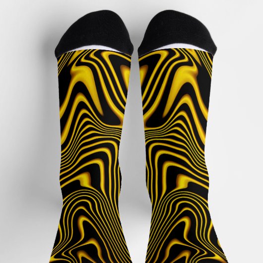 Schwarz-Gelb-Gold-Wirbel-Textur Socken (Oben)