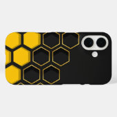 Schwarz & Gelb Golden Honeycomb Geometrisches Hand Case-Mate iPhone Hülle (Rückseite (Horizontal))
