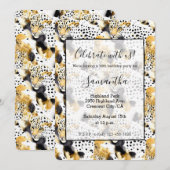 Schwarz-Gelb-Goldleoparden Tierwerbung Einladung (Vorne/Hinten)