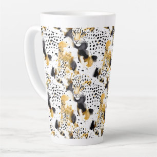 Schwarz-Gelb-Goldleoparden Tierwerbung Milchtasse