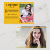 Schwarz-Gelb-Graduate-Foto 2025 Abschluss Hinweiskarte (Vorne/Hinten)
