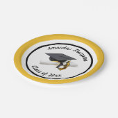 Schwarz-Gelb-Graduierungskappe und Tassel Pappteller (Schrägansicht)