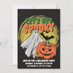 Schwarz-Gelb-Grainy-Halloween-Party Einladung