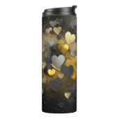 Schwarz-Gelb-Grau-Glitzer-Herzen Thermosbecher (Nach links gedreht)