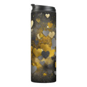 Schwarz-Gelb-Grau-Glitzer-Herzen Thermosbecher (Nach rechts gedreht)