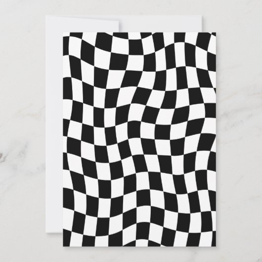 Schwarz-Gelb-Groovy-Lächeln Schachtelhaltiger Retr Einladung (Rückseite)