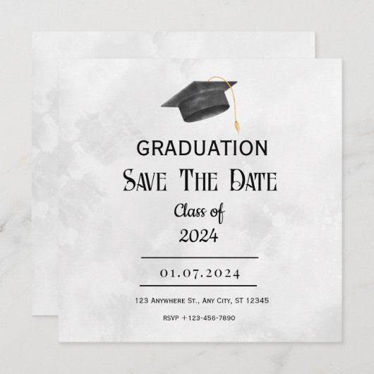 Schwarz-Gelb-Grunge-Abschluss Save the Date (Vorne/Hinten)