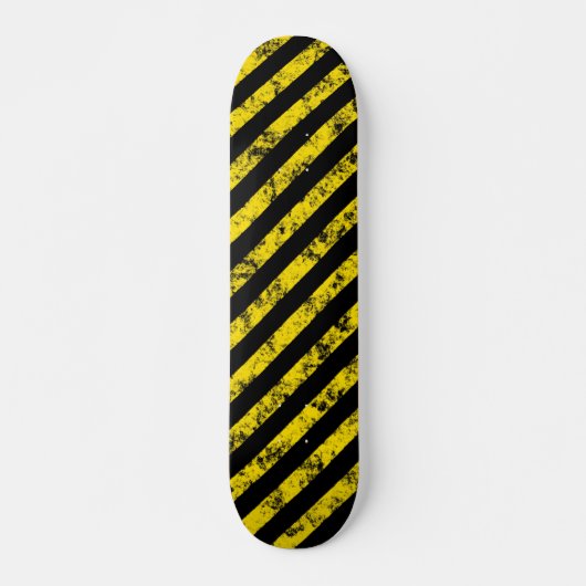 Schwarz-Gelb-Grunge-Vorsichtsstreifen-Muster Skateboard (Vorne)