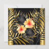Schwarz-Gelb-Hibiskus Tropenflora-Party Einladung (Rückseite)