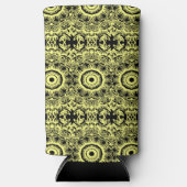 Schwarz-Gelb-Mandala-Muster Selters Dosenkühler (Vorderseite)