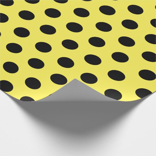 Schwarz-Gelb-Medium-Polka-Dot-Wrapping-Papier Geschenkpapier (Ecke)