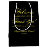 Schwarz-Gelb-Minimal-Hochzeit Begrüßung Mittlere Geschenktüte (Vorderseite)