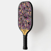 Schwarz-Gelb Modernes Abstraktes Muster Monogramm Pickleball Schläger (Links)