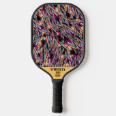 Schwarz-Gelb Modernes Abstraktes Muster Monogramm Pickleball Schläger (Rückseite)