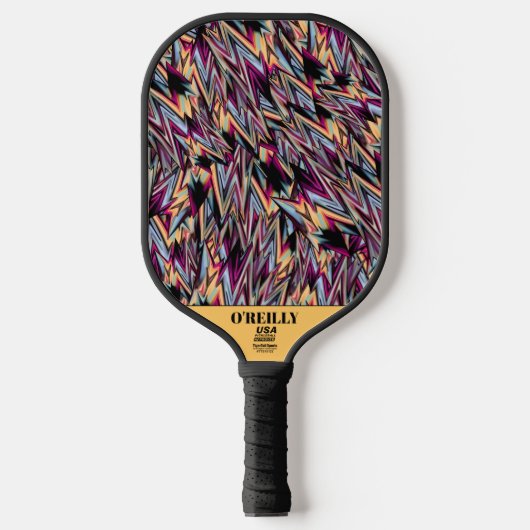 Schwarz-Gelb Modernes Abstraktes Muster Monogramm Pickleball Schläger (Vorderseite)