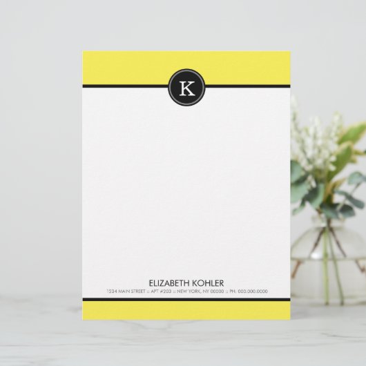 Schwarz-Gelb-Monogramm-Buchstaben Briefkopf (Stehend Vorderseite)