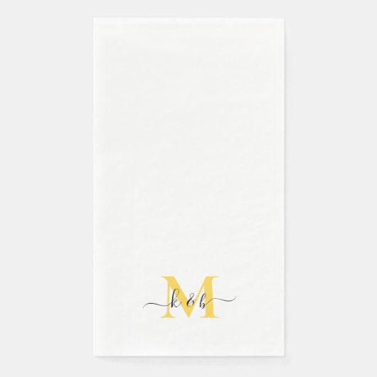 Schwarz-Gelb-Monogramm-Swapskript weiß Serviette (Vorderseite)