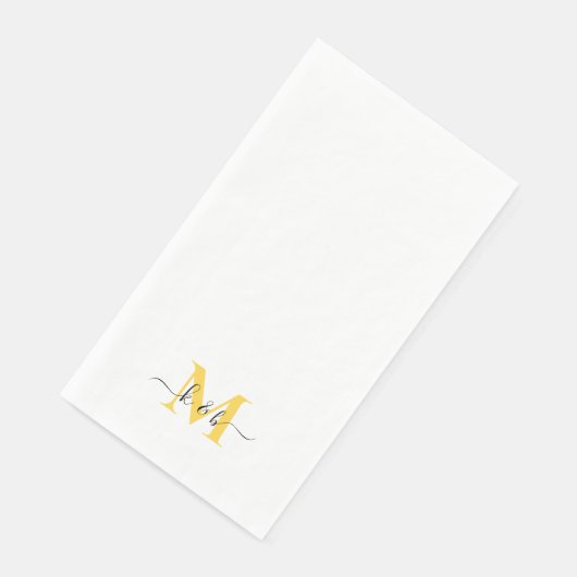 Schwarz-Gelb-Monogramm-Swapskript weiß Serviette (Ecke)
