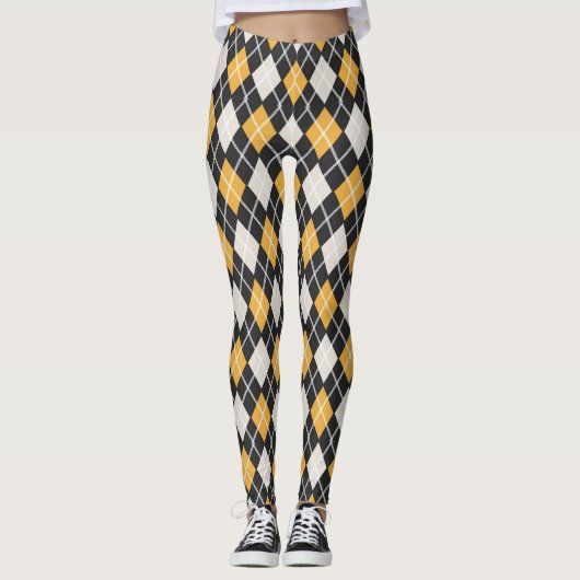 Schwarz-Gelb-Muster für nahtlose Raute Leggings (Vorderseite)