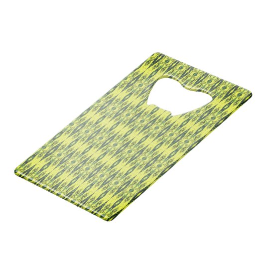 Schwarz-Gelb-Muster Geldbeutel Flaschenöffner (Rückseite Schrägansicht)