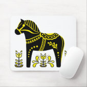 Schwarz/gelb Nordic Folk Dala Pferd/Folk Friesian Mousepad (Mit Mouse)