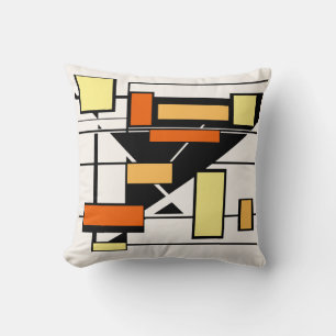 Schwarz-Gelb-Orange auf weißlich geometrischen For Kissen