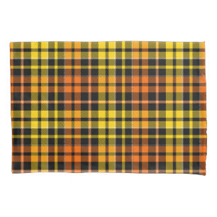Schwarz Gelb Orange Karo Tartan Design Kissenbezug
