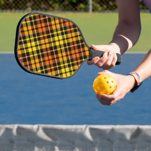 Schwarz Gelb Orange Karo Tartan Design Pickleball Schläger