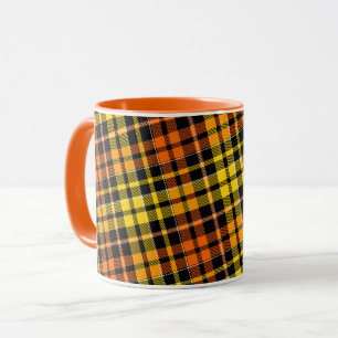 Schwarz Gelb Orange Karo Tartan Design  Tasse