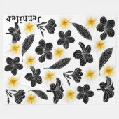 Schwarz-Gelb-Orchideenleder Fleecedecke (Vorderseite (Horizontal))