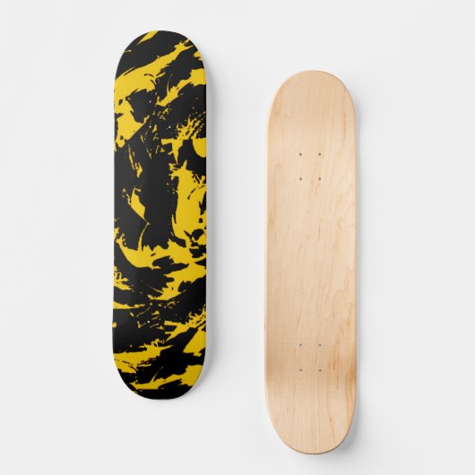 Schwarz-Gelb-Paint-Spritzer-Skateboard Skateboard (Vorderseite)