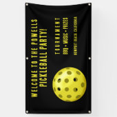 Schwarz-Gelb-Pickleball-Party Willkommen Banner (Vertikal)