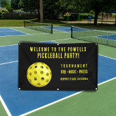 Schwarz-Gelb-Pickleball-Party Willkommen Banner