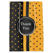 Schwarz-Gelb-Polka-Dot - Danke Mittlere Geschenktüte (Rückseite)