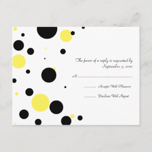 Schwarz-Gelb-Polka-Dot-Hochzeit-RSVP RSVP Karte